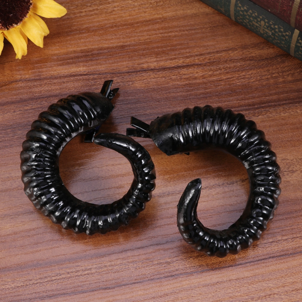 A Pair of Black Fancy Sheep Horns Hairclip Artificial Sheep Cos Horns Hairpin Unique Headband for Halloween Cosplay Costume Party