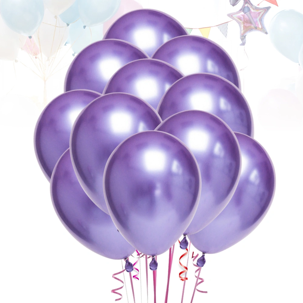 50pcs 10 Inches Latex Thicken Balloons Metallic Color Party Ornaments Supplies (Purple)