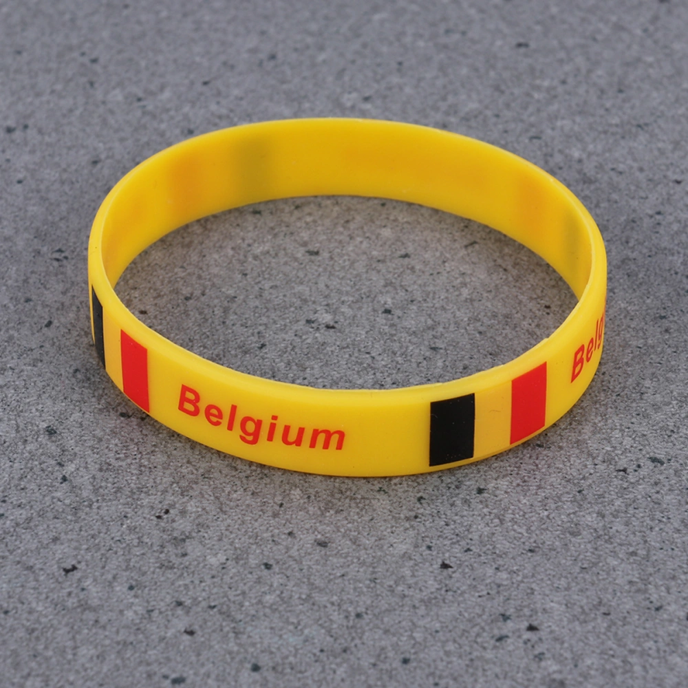 5pcs Country Flag Printed Wristband Chic Silicone Sports Bracelet Hand Ring Wristband for Sports Game Football Match (Belgium)