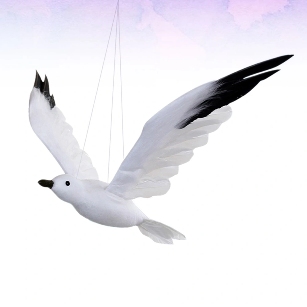 1Pc Creative Seagull-shaped Pendant Emulational Seagull Decor Model Artificial Volant Seagull Design Hanging Ornament for Party Wedding - Size L