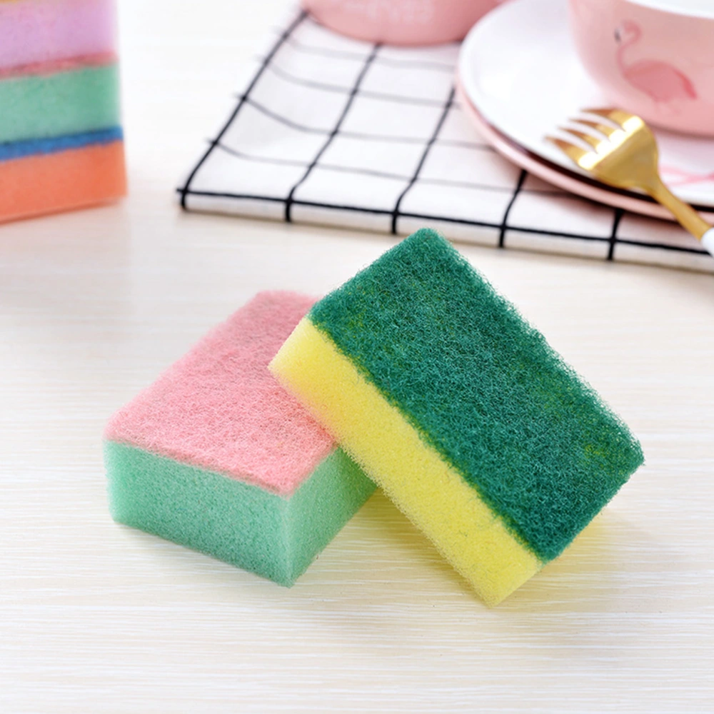 30pcs Useful Dishwashing Sponge Kitchen Cleaning Pad Sponge Scrubber Scouring Pad Cleaning Tool for Home Restaurant (Random Color)