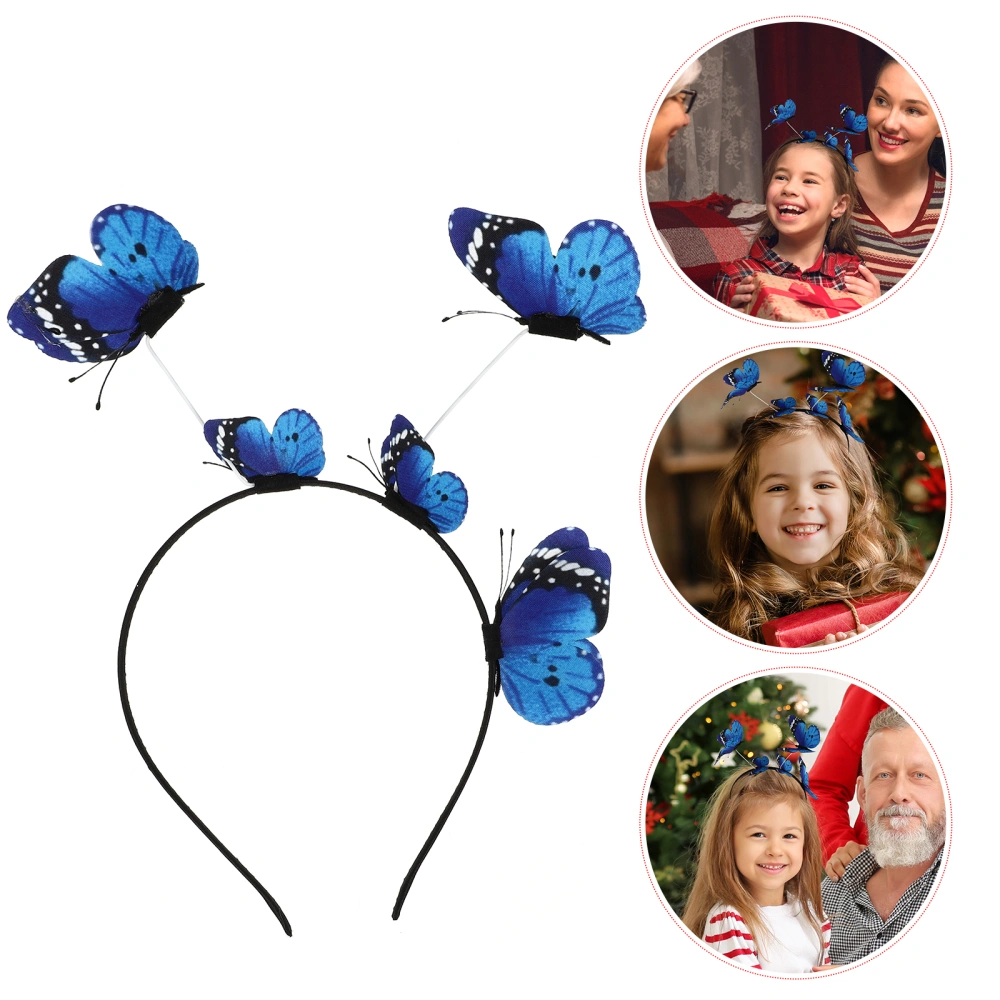 1pc Butterfly Hair Hoop Hair Band Party Cosplay Hair Hoop Women Butterlfy Headdress (Blue)