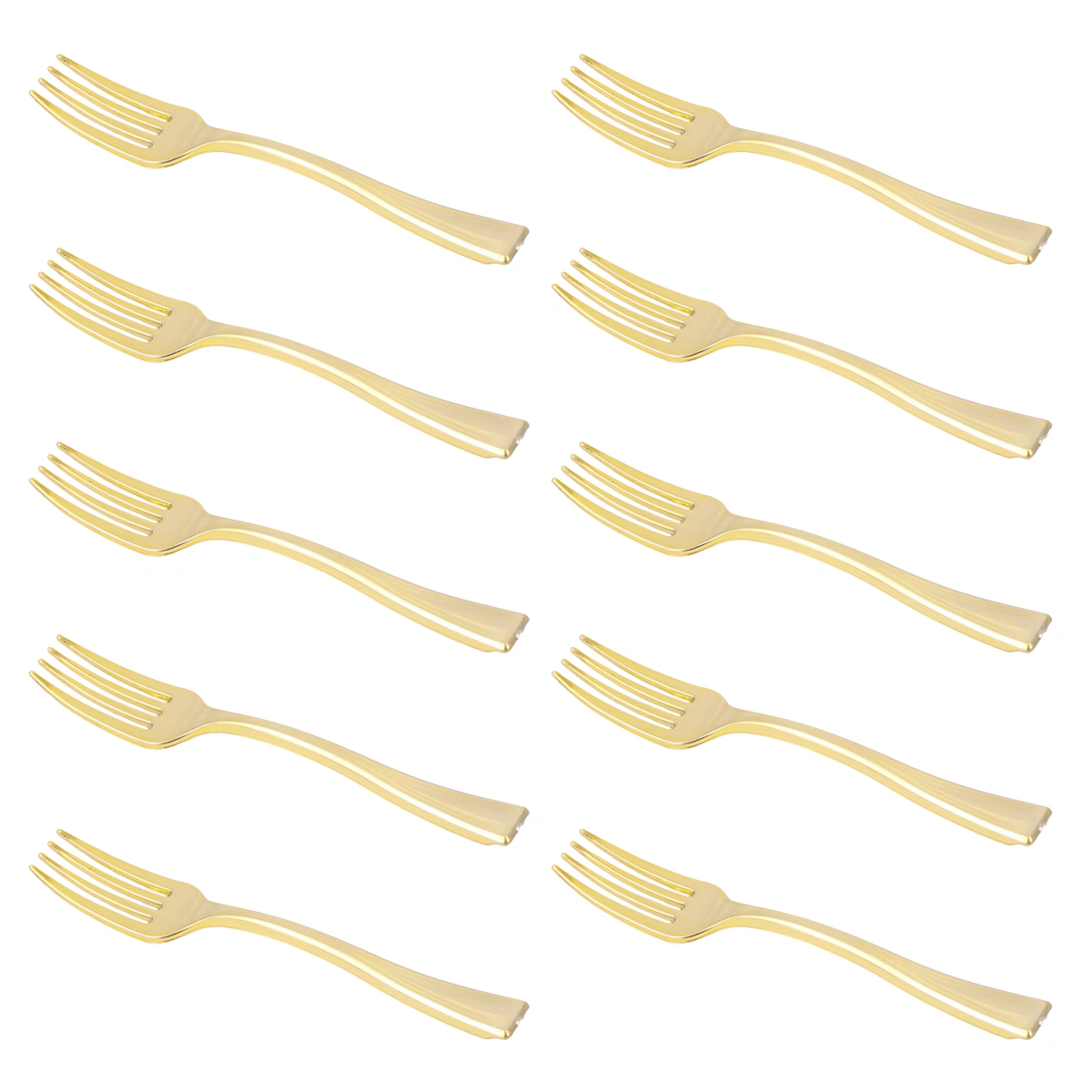 24pcs Disposable Mini Forks Fruit Dessert Pudding Forks Party Supplies for Restaurant KTV (Golden)