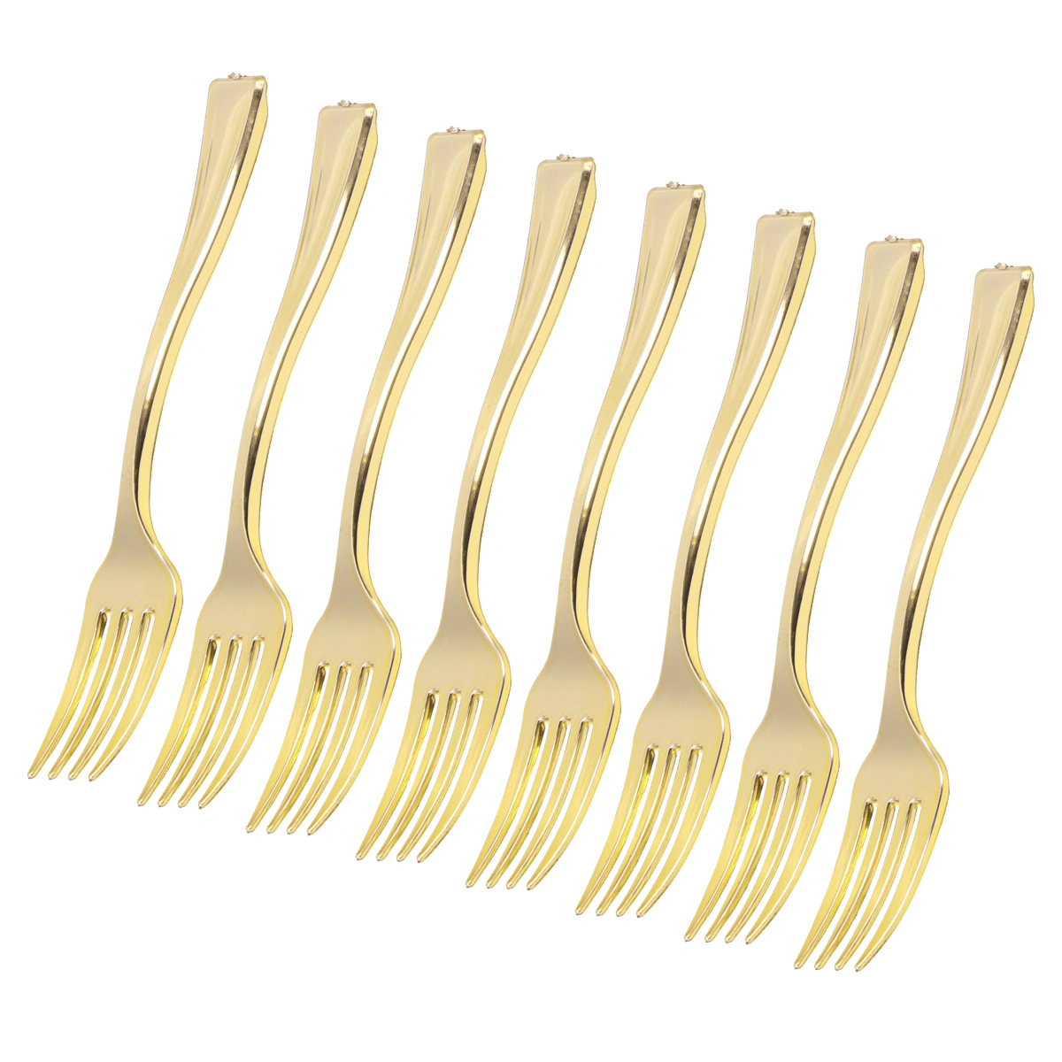 24pcs Disposable Mini Forks Fruit Dessert Pudding Forks Party Supplies for Restaurant KTV (Golden)