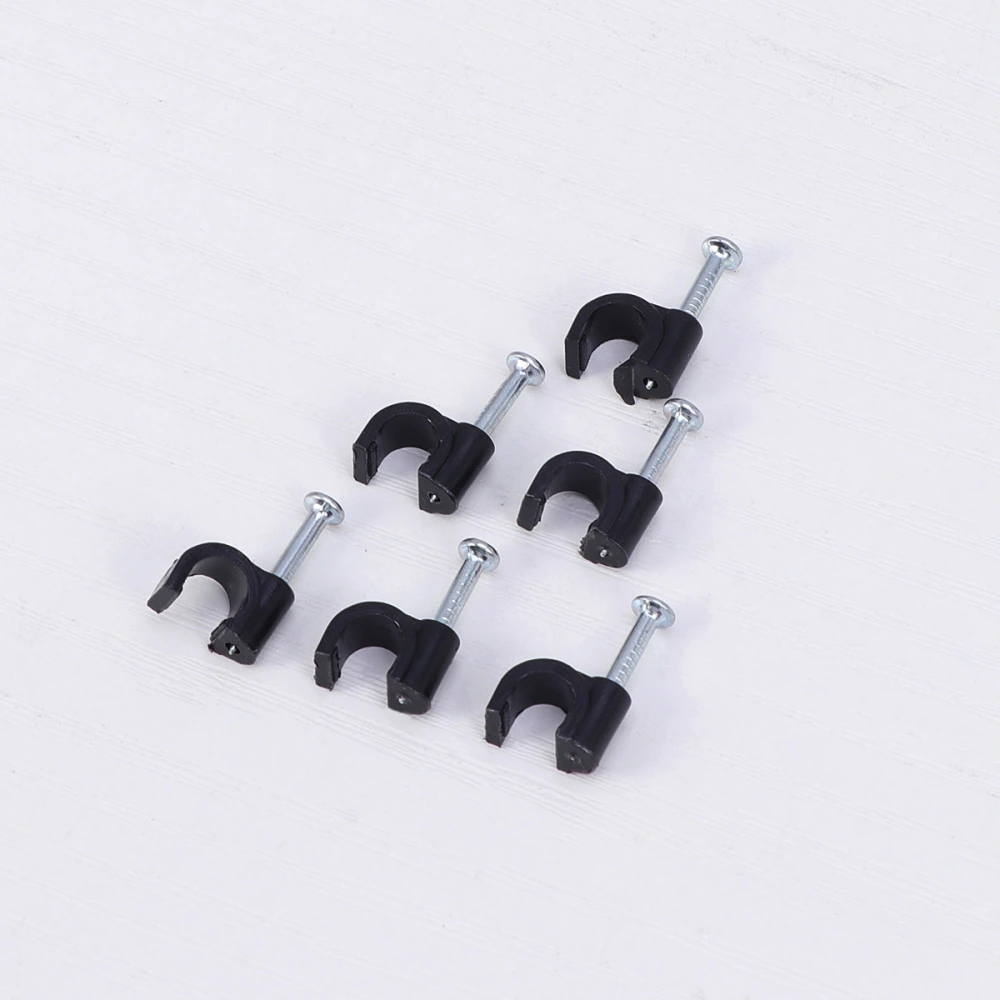 100pcs 5mm Plastic Cable Clip Wire Cord Fastener Telephone Line Tie Fixer Organizer Wall Clamp (Black)