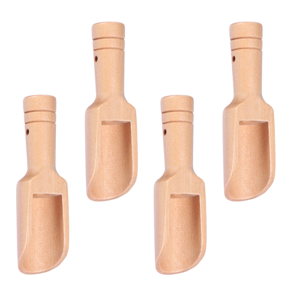 4pcs Wooden Round Handle Scoop Teaspoon Small Salt Shovel Milk Powder Scoops