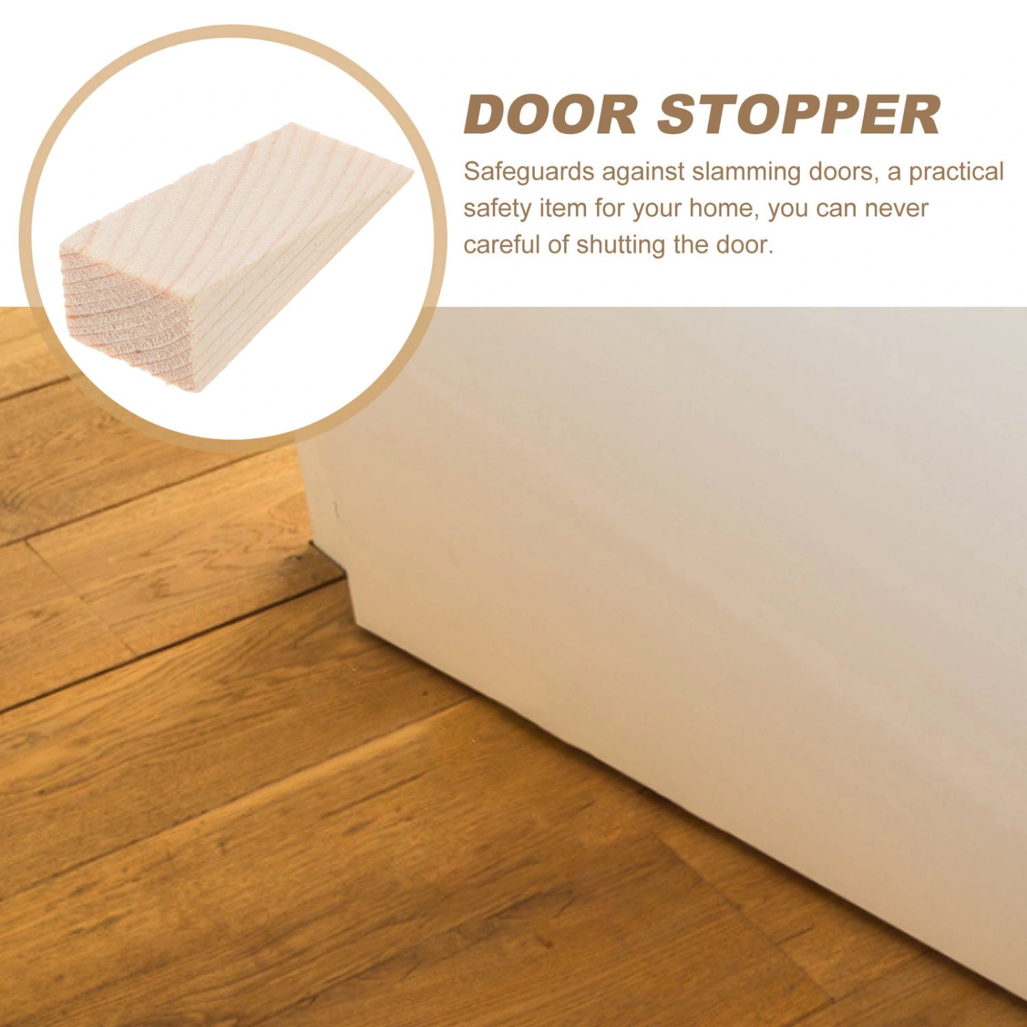 5PCS Door Stop Sturdy Wooden Door Stopper Practical Triangular Wedges Heavy Duty Door Wood Stopper Household Wedge Door Holder for Home Store Use Size S