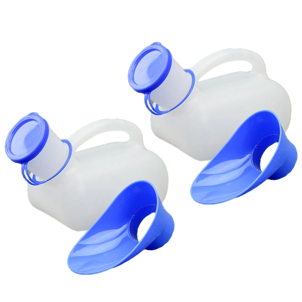 2 Sets of 1000 ML Universal Urinal Male Female Urine Funnel Camping Hiking Travel Urination Device Outdoor Potty Pee Funnel Standing Toilet (Blue)