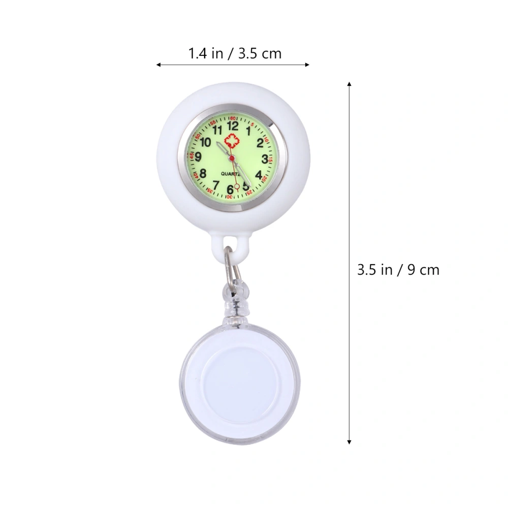 Badge Reel Pocket Watch Fashion Pocket Watch Clip-on Pocket Hanging Watch Creative Pocket Hanging Watch Test Watch for Students (White Luminous)