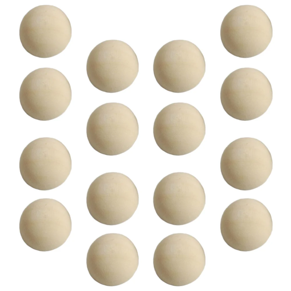 40pcs Unfinished Half Wooden Balls Mini Hemisphere Half Craft Balls for DIY Projects Kids Arts and Craft Supplies (Light Yellow 25mm)