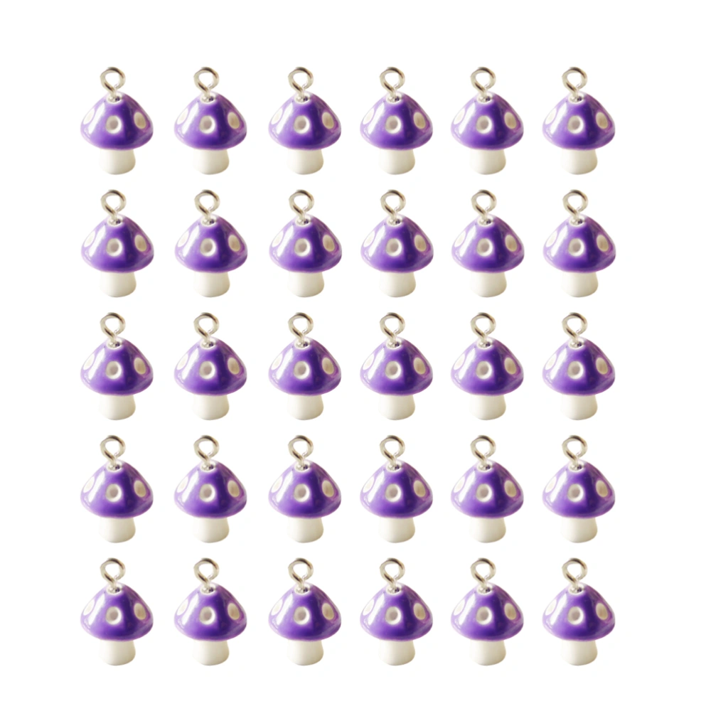 30pcs 12MM Simulation Mushroom Pendants Fashion Charms DIY Jewelry Making Accessory for Earrings Necklace（Purple）