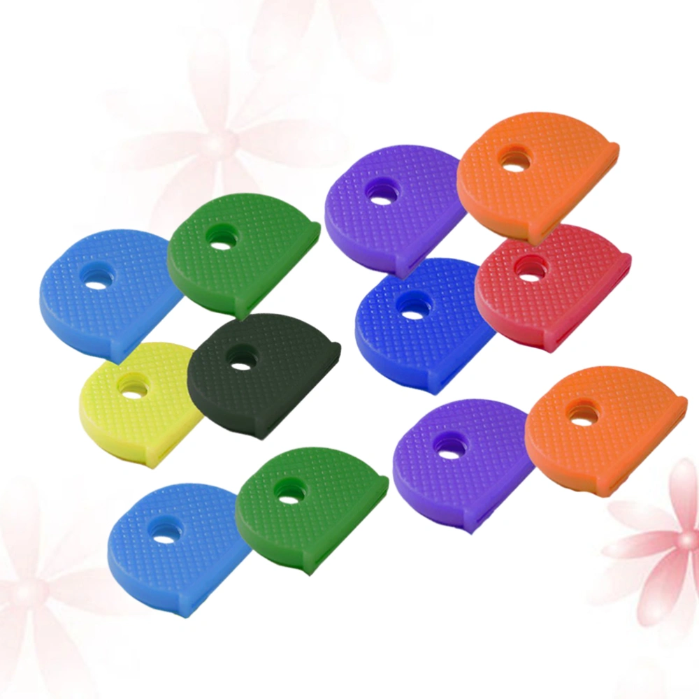 12 Pcs PVC Key Caps Flexible Key Covers Colored Key Identifier Caps for Home Door Keys Car Keys (Random Color)