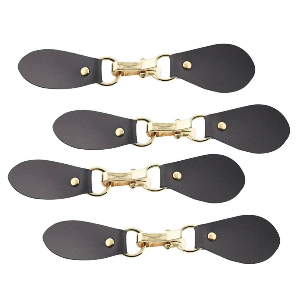 4PCS Clothing Hook Buckles Simple Overcoat Leather Connectors Wind Coat Connection Fastener Fashion Metal Buckles (Golden and Coffee)