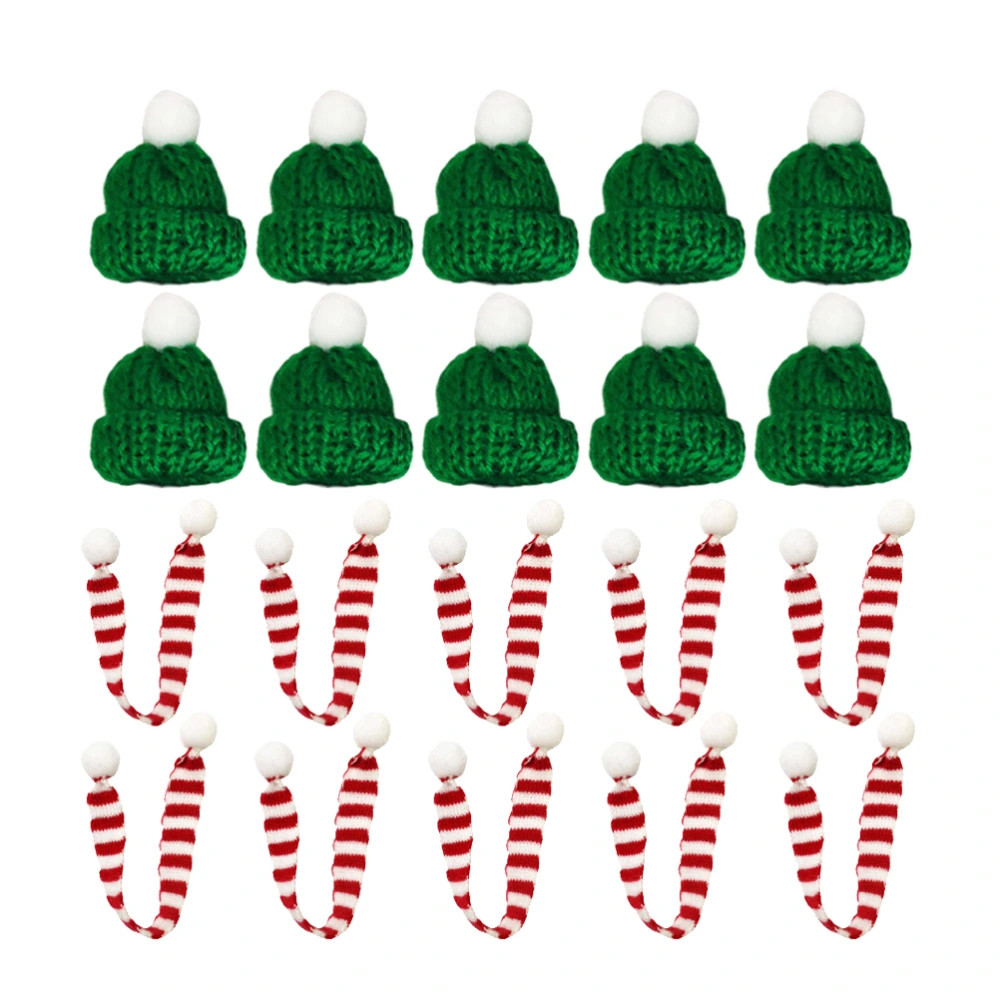 20pcs Unique Xmas Mini Scarf and Hat Decor Doll Clothes Accessory Creative Plants Adornment for Home Festival