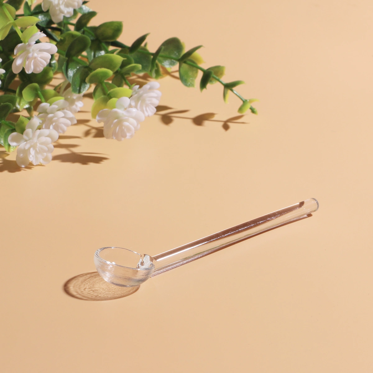 3PCS Long Handle Glass Tea Spoons Tableware Clear Coffee Stirring Spoons Flatware for Home Kitchen