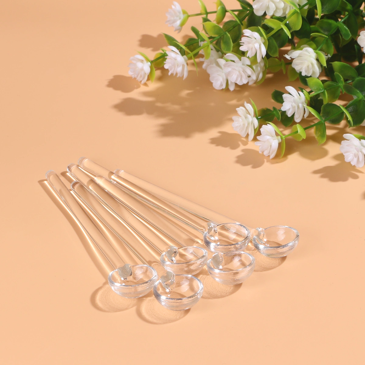 3PCS Long Handle Glass Tea Spoons Tableware Clear Coffee Stirring Spoons Flatware for Home Kitchen