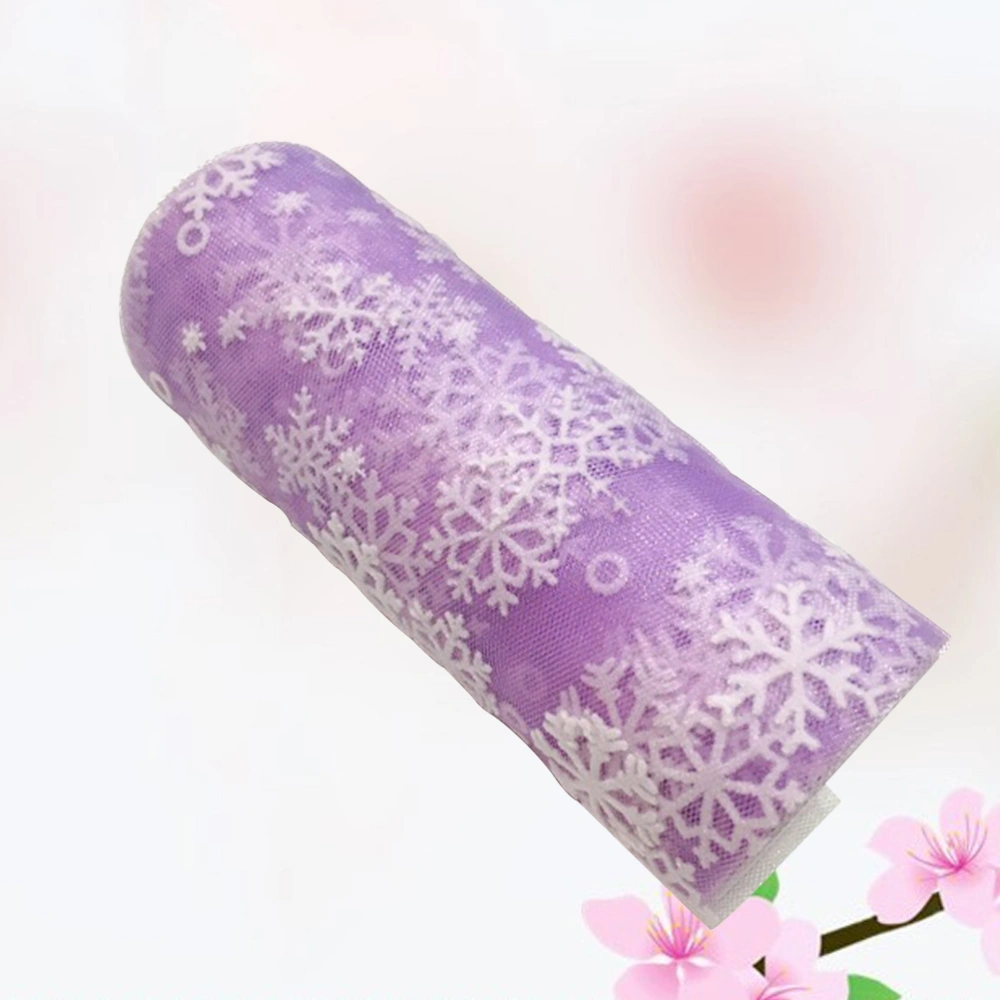 15cm 10Yards Christmas Snowflake Tulle Roll Glittering Organza Gauze Snowflake Ribbon for Christmas Decoration Gift Wrapping Party Decoration (Lavender)