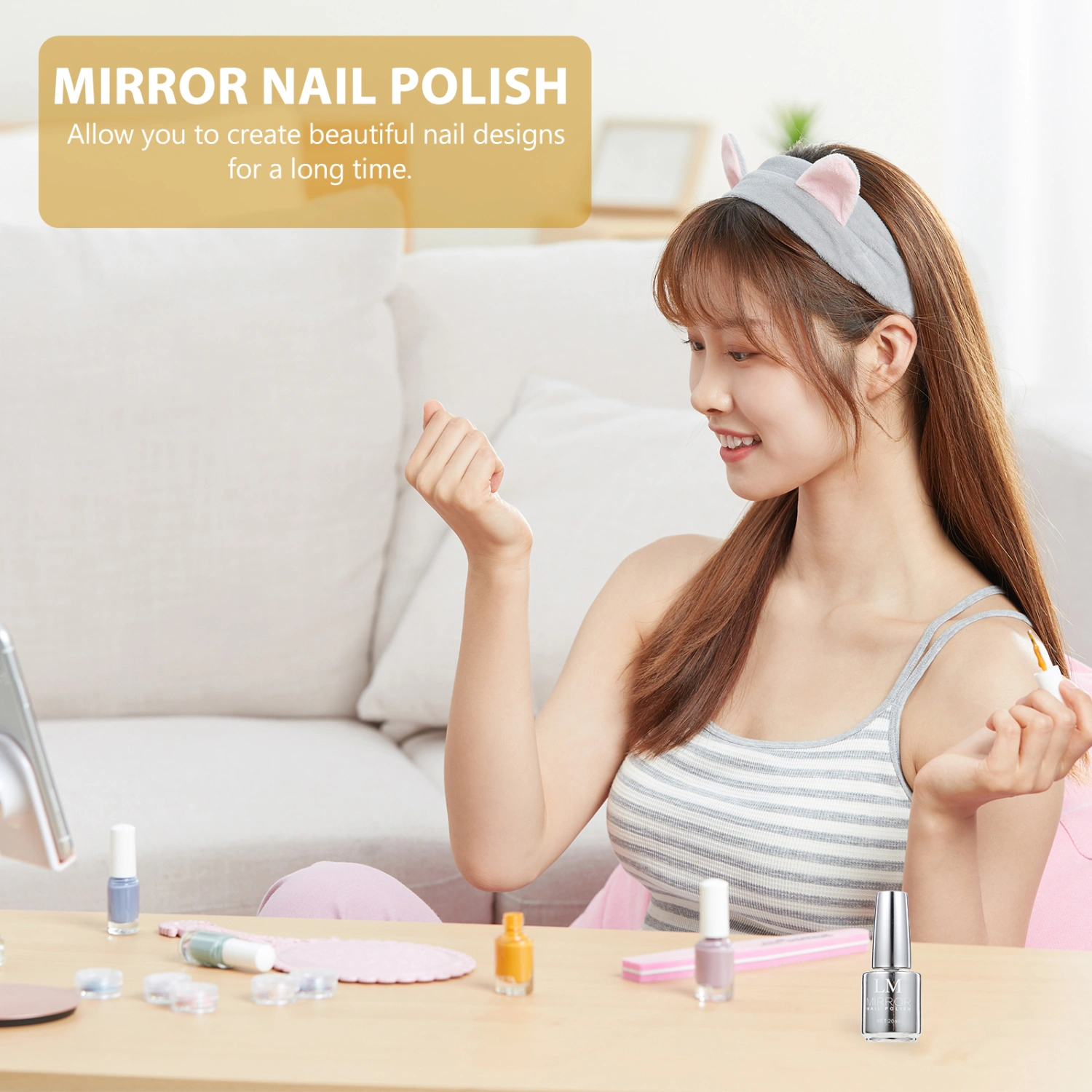 Mirror Nail Polish Metallic Color Nail Varnish Nail Art Gel Accessory (12# Silver)