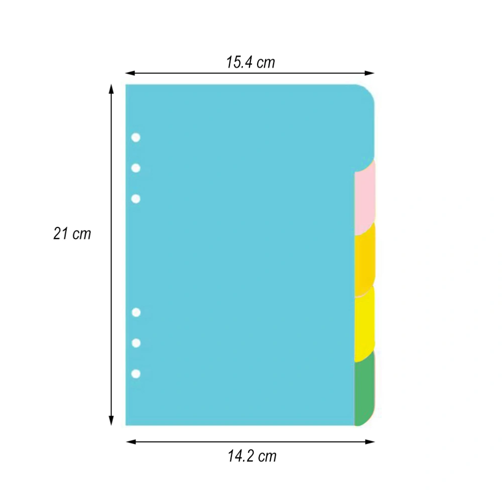 1 Set 5 Colors Tab Dividers A5 Index Classified Lables 6-Holes Colorful Filler Project Sorter Pages for Ring Binders Planner Notebook (A5)