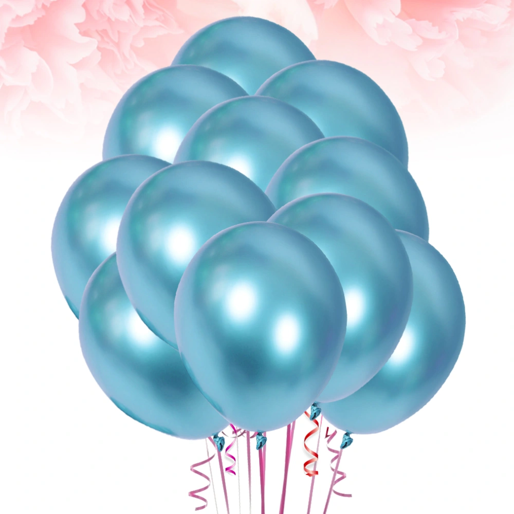 50pcs 10 Inches Latex Thicken Balloons Metallic Color Party Ornaments Supplies (Blue)