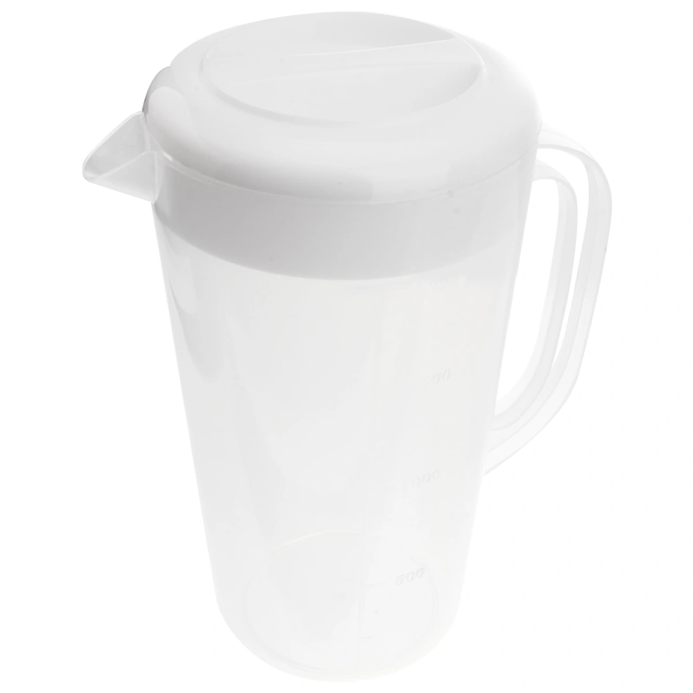 Large Capacity Beverage Storage Container Heat Resistant Cold Water Jug Plastic Juice Pitcher Household Teapot Kettle with Lid (White)