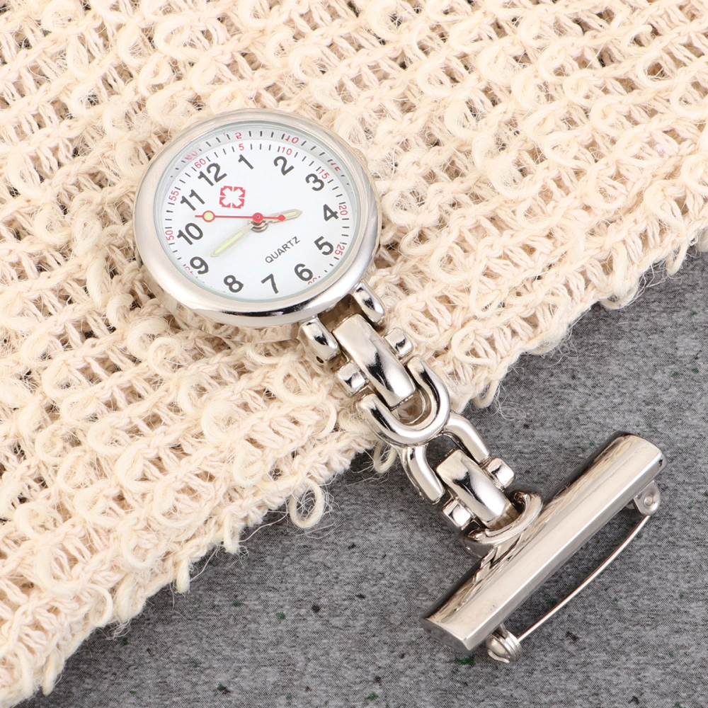 Chic Nurse Watch Brooch with Pin Clip Medical Nurse Pocket Hanging Watch Retro Pocket Watch Gift (White)