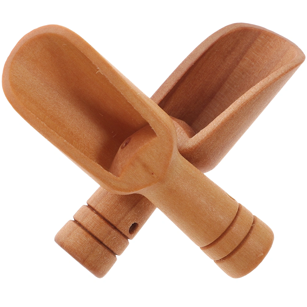 2pcs Wooden Round Handle Scoop Teaspoon Small Salt Shovel Milk Powder Scoops