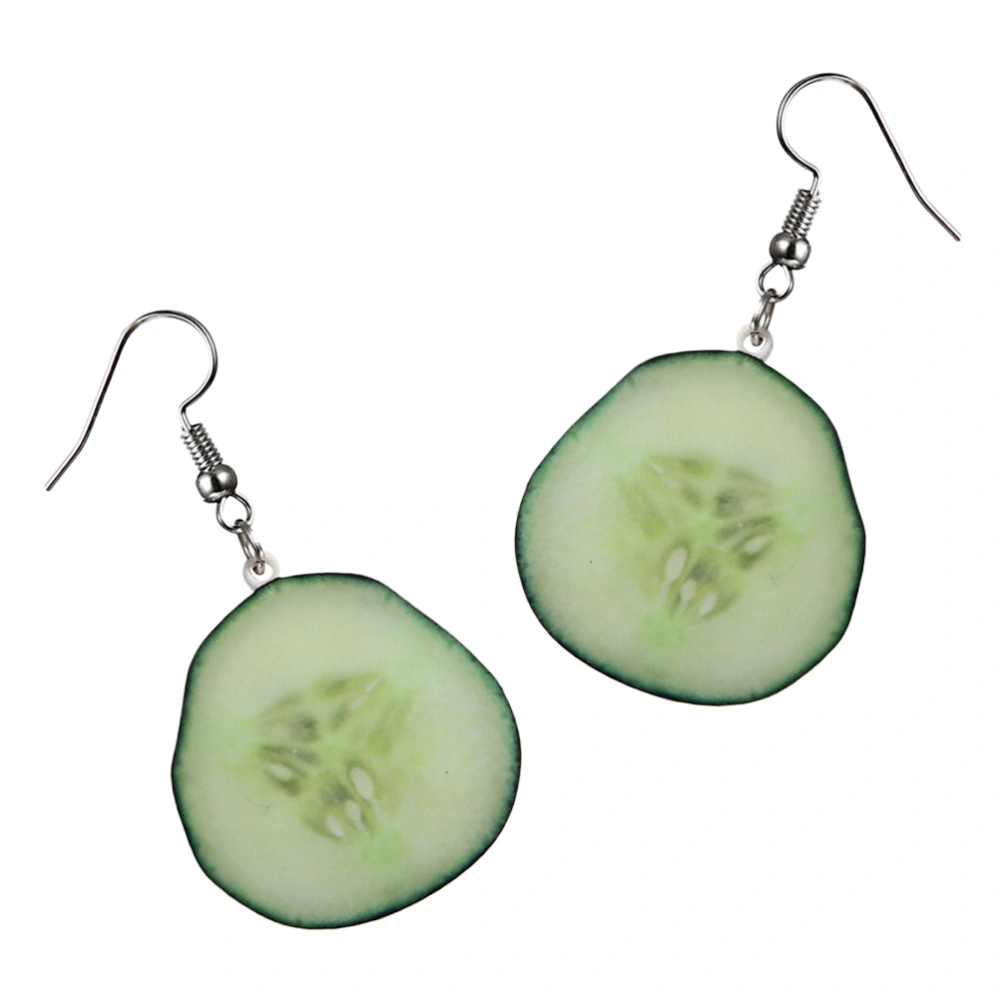 1 Pair of Creative Fruit Shaped Earrings Fashion Ear Dangle Delicate Women Dangler Ear Jewelry Green (Cucumber)