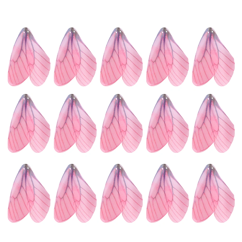 50Pcs DIY Handmade Simulated Dragonfly Wings Decors Cloth Art Dragonfly Wings Craft for Decor(Dark Pink)