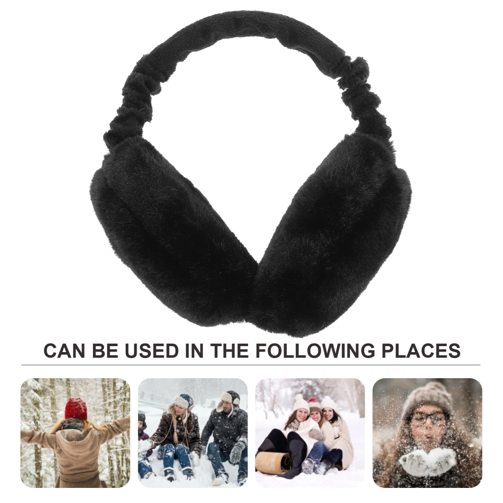 Ear Warmer Winter Plush Ear Covers Headwear Outdoor Earmuffs Accessory for Women Girls Winter (Black)