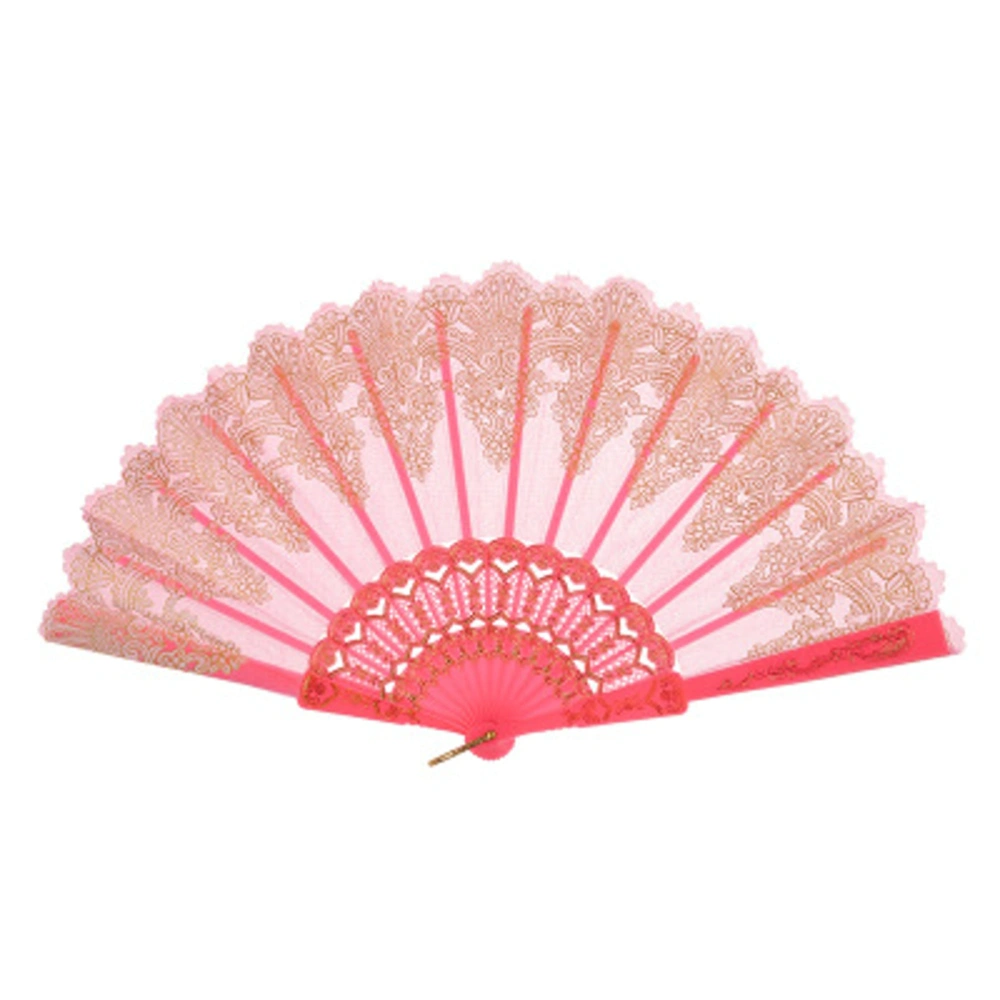 Large Folding Hand Fan Chinese Style Printed Foldable Fan Festival Gift Performance Fan (Pink)