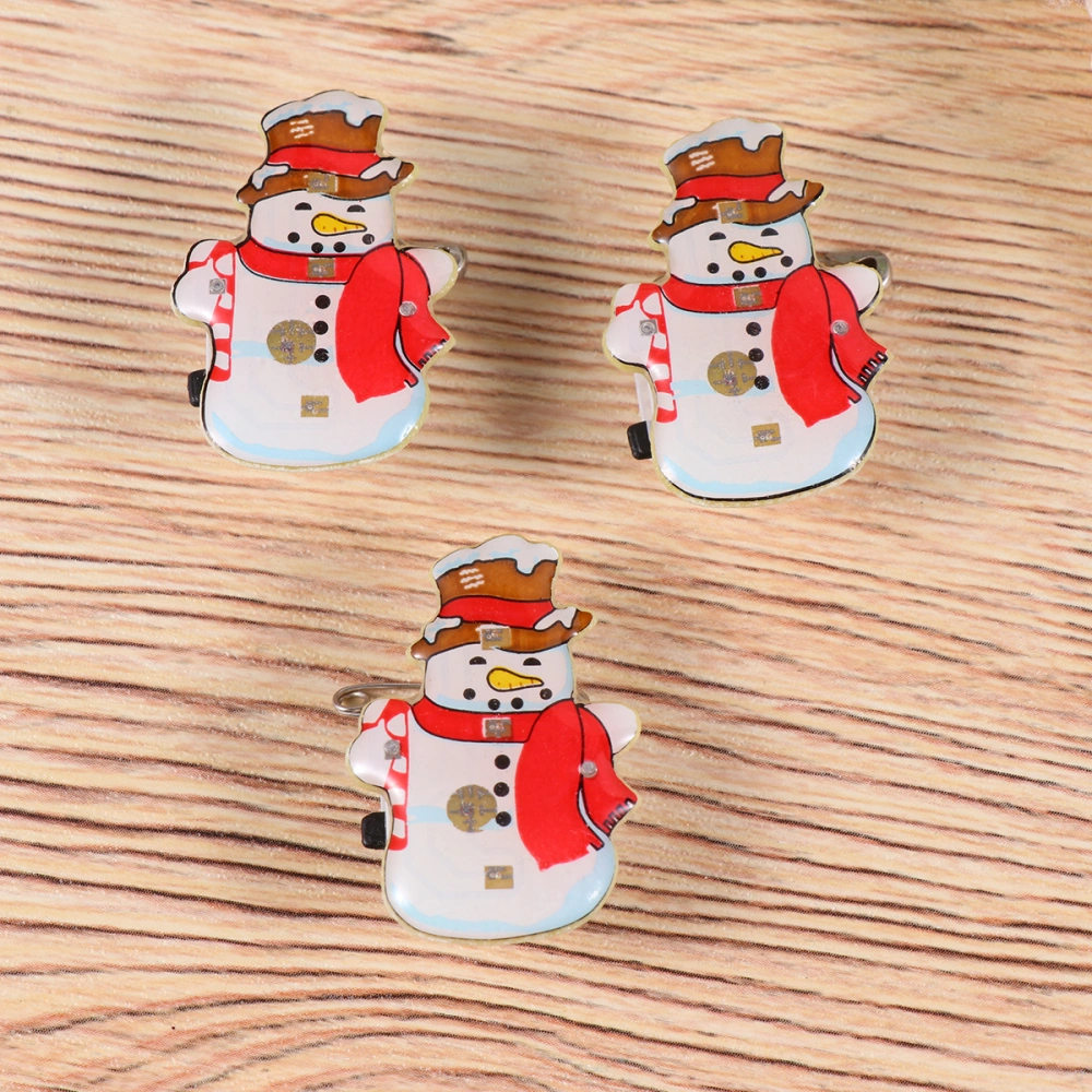 25Pcs Christmas Illuminated Snowman Brooches Christmas LED Glowing Badges Luminous Brooches Shirt Backpack Jewelry Gifts