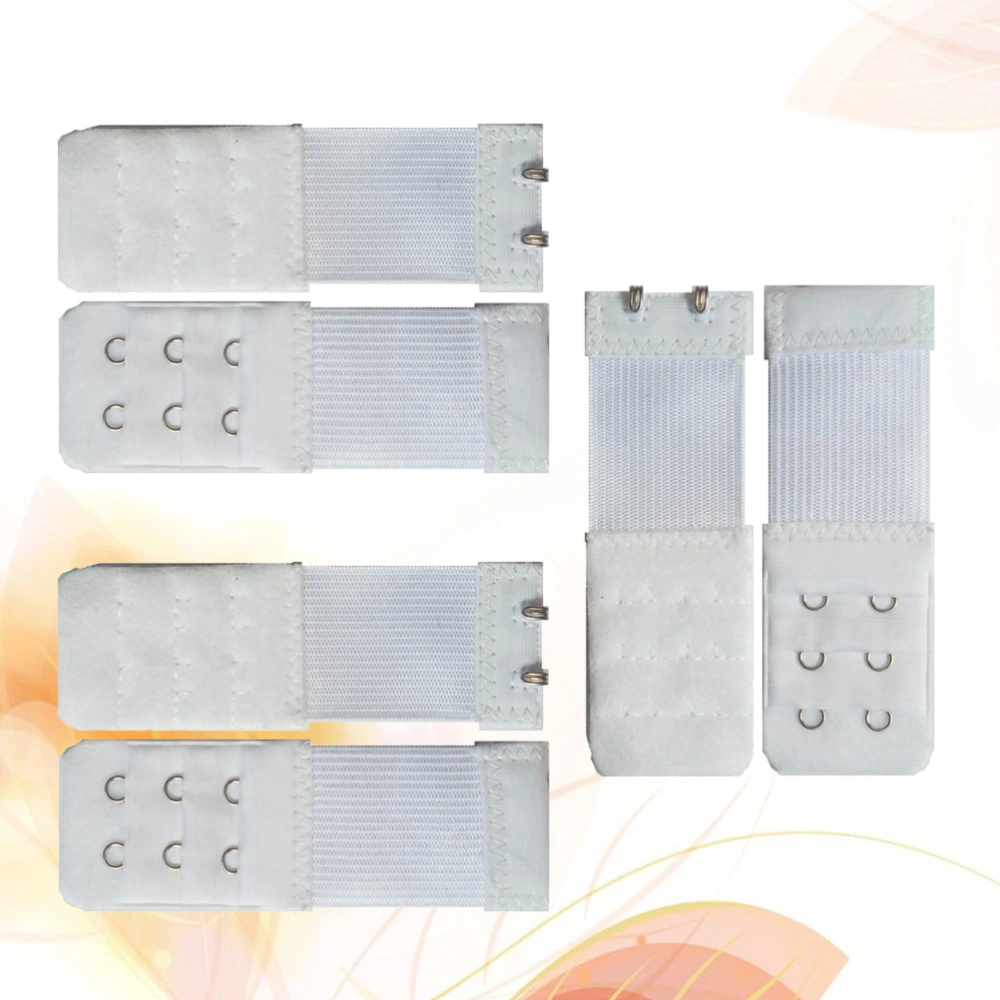 6pcs Women Comfortable Bra Extenders Elastic Extension Buckle Bra Lengthened Strap (2 Hooks, White)