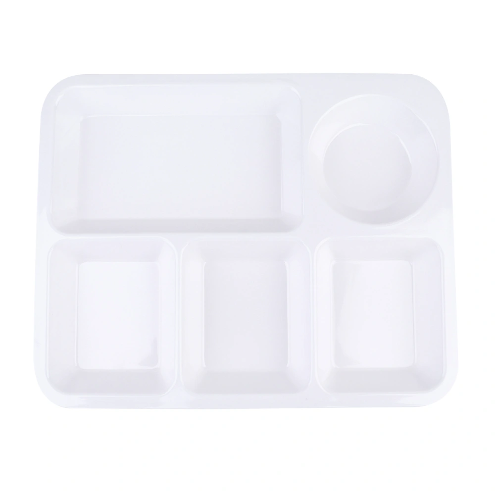 Plastic Separating Dish Divided Compartments Plate Anti-fall Rice Tray Practical Tableware for Home (White)