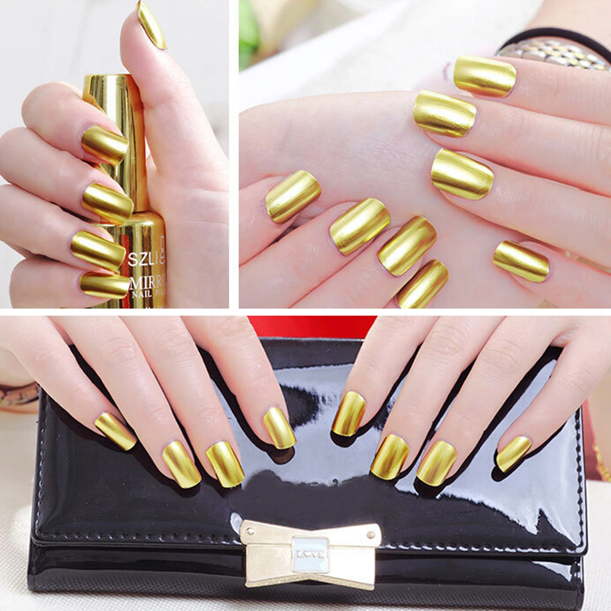 Mirror Nail Polish Metallic Color Nail Varnish Nail Art Gel Accessory (1# Golden)