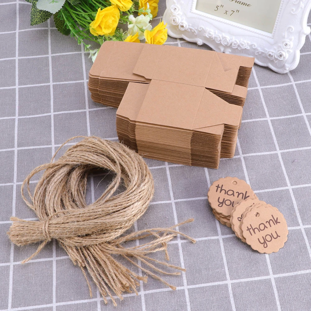 20pcs/10 Sets Creative Thank You Candy Boxes Kraft Paper Packaging Gift Treats Goodies Boxes Party Supplies (Square)