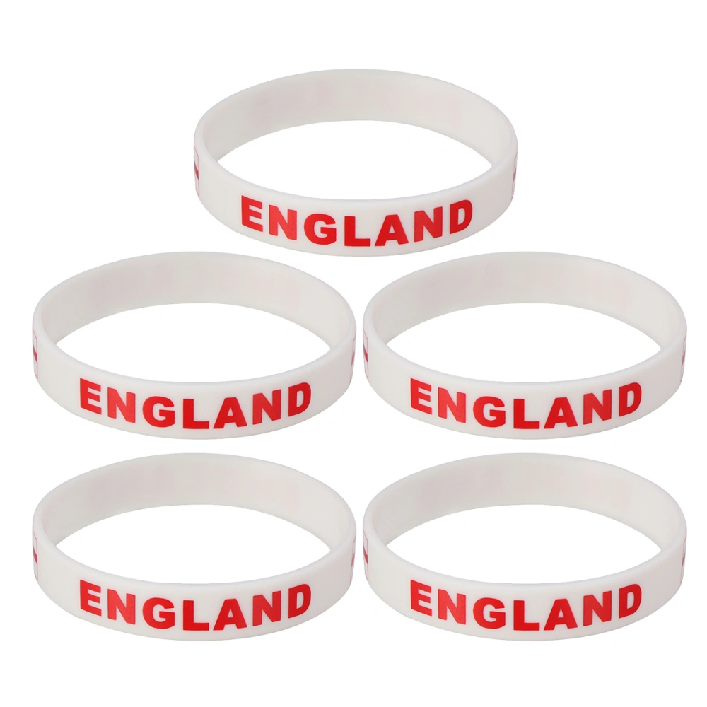 5pcs Country Flag Printed Wristband Chic Silicone Sports Bracelet Hand Ring Wristband for Sports Game Football Match (England)