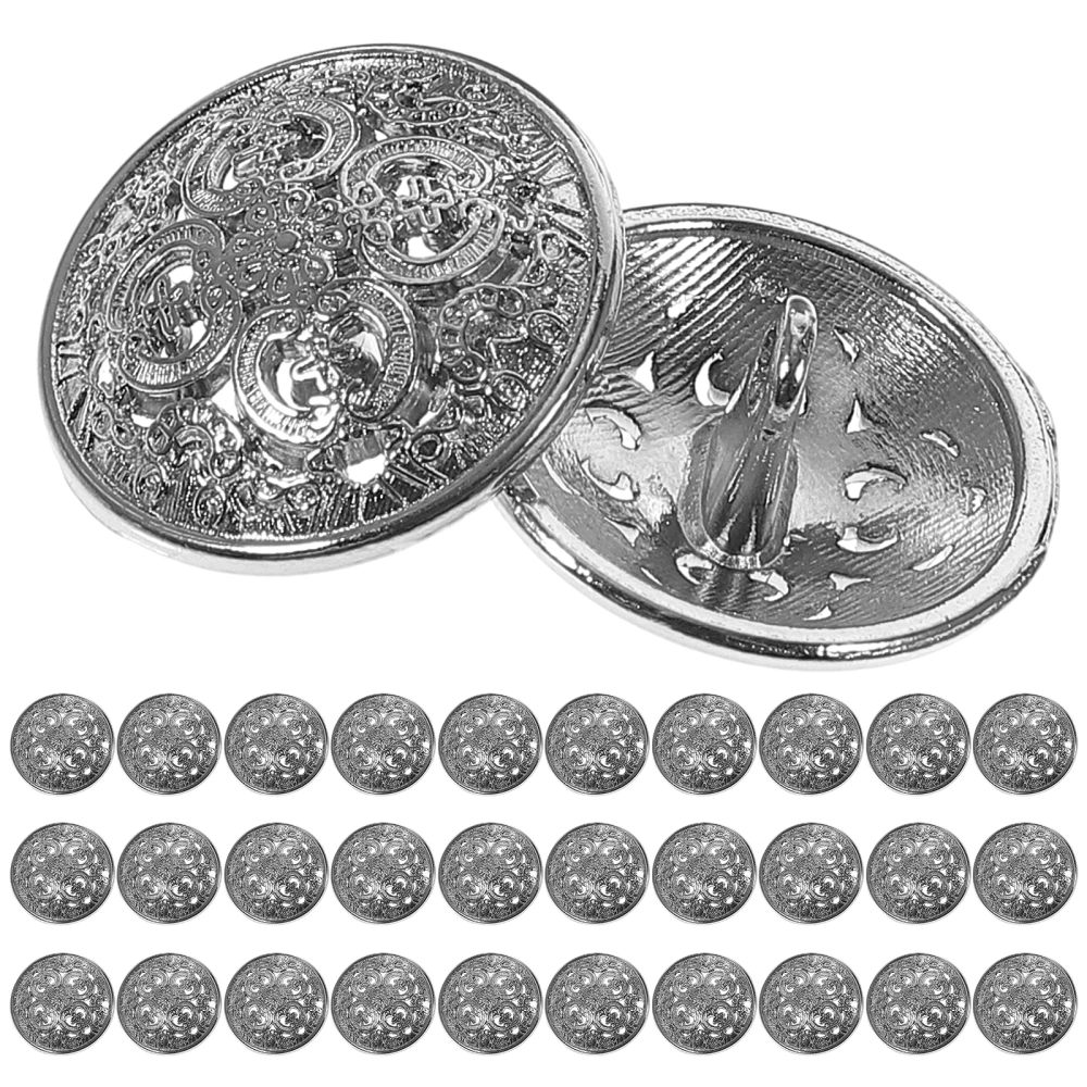 30pcs 18mm Stylish Metal Buckle Hollow-out Button Handcraft Tools Down Button DIY Sewing Buttons for Decor Use (Silver)