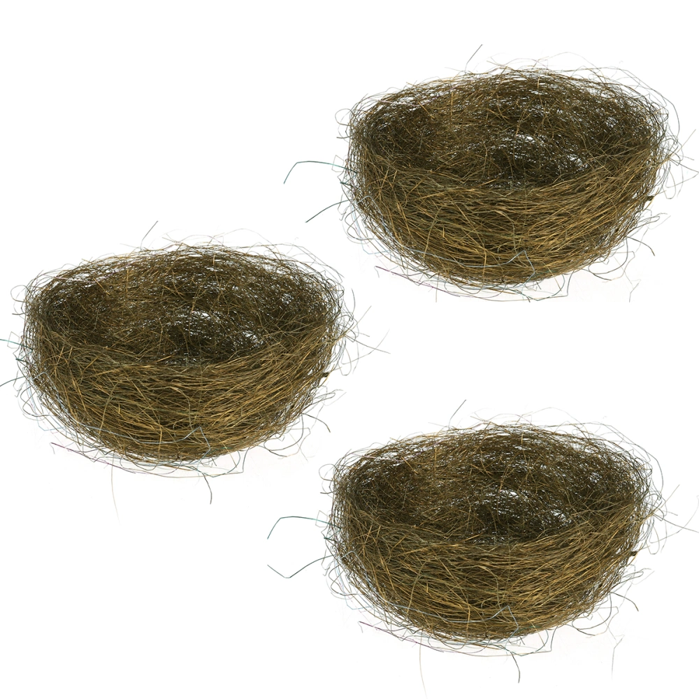 3Pcs Artificial Nest Easter Mini Colored Thread Bird Nests for Candies Eggs(Random Color)