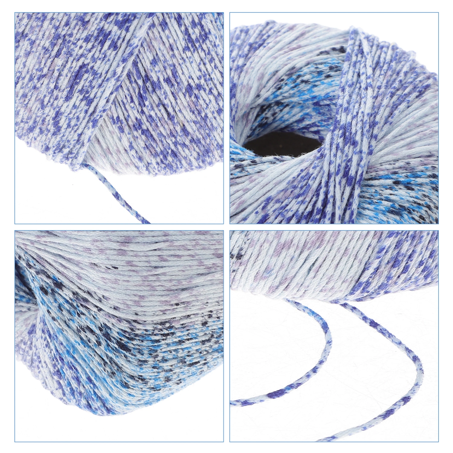 1 Roll 133M Color Segment Dyed Gradient Cotton Yarn DIY Thread Hand Crocheted Scarf Hat Shawl Line Material for Hand Knitting DIY Sweater Blanket Costume (Sky-blue)