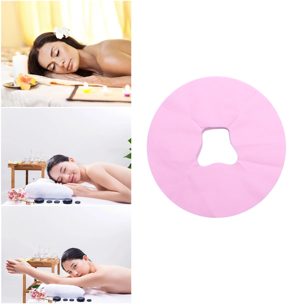 100 Sheets 29x28cm Disposable Face Massage Cover Pad Face Hole Pillow Cushion Mat Non-woven Fabric Cover Face Mask for SPA Beauty Salon Massage Hotels Mattress Cover (Pink)