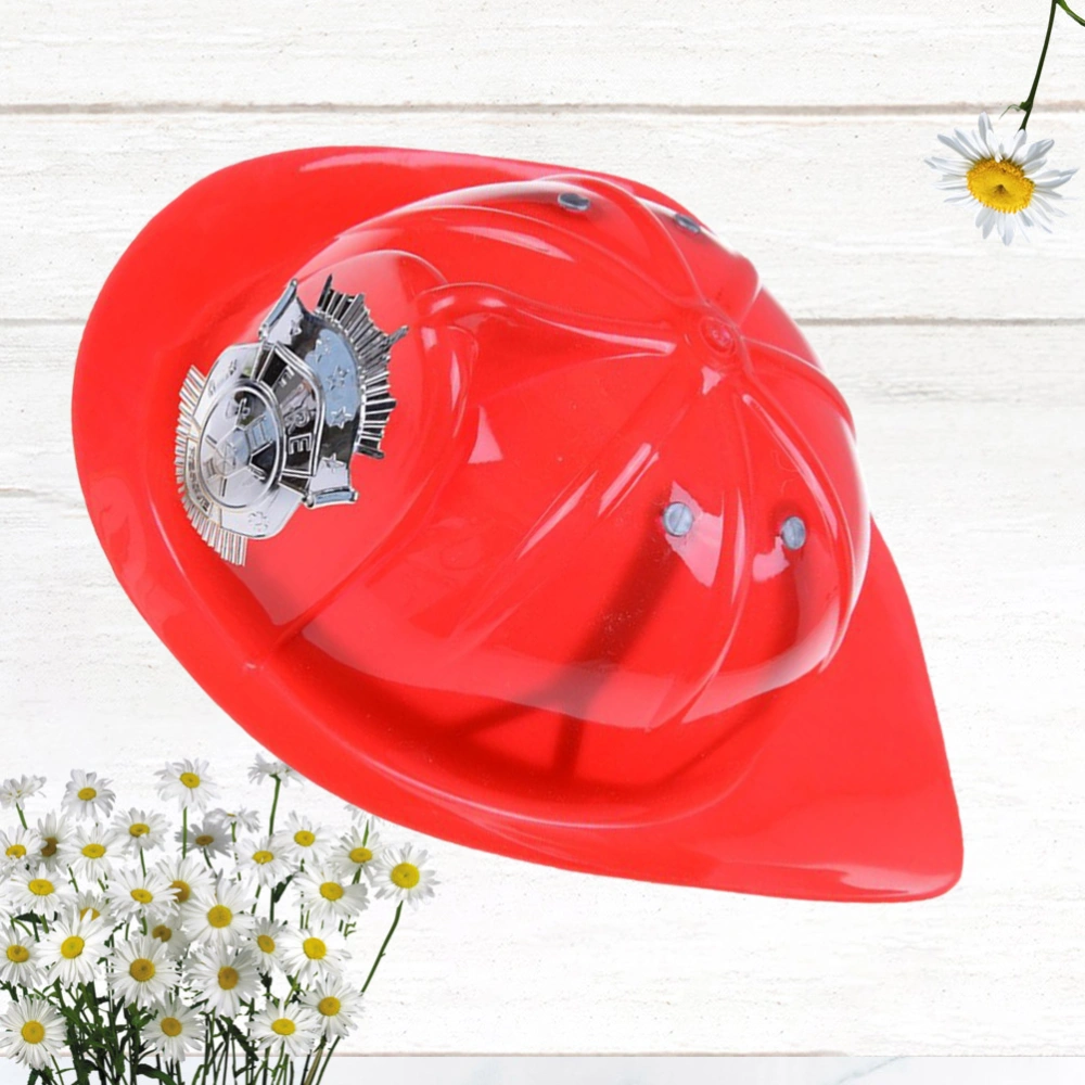 1PC Kids Fire Safety Hat Toy Plastic Role Play Safety Helmet Toy Cosplay Performance Props Plastic Environmental Clothing Accessories for Kids Playing Red