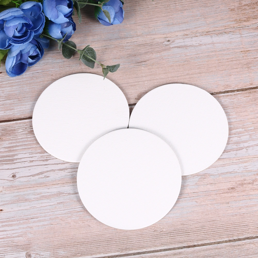 8PCS 10CM Round Canvas Drawing Board Premium Art Painting Board Artist Round Shape Canvas Board Oil Paint Canvas Sketchpad (White）