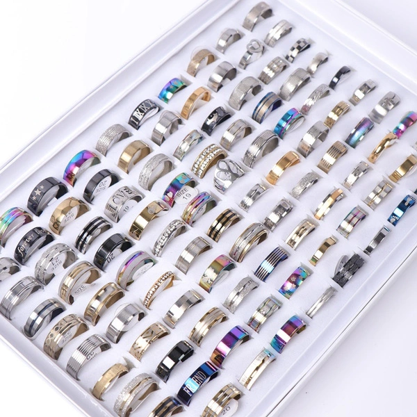 Pack of 10pcs/20pcs/50pcs/100pcs Men's Women's Stainless Steel Rings Fashion Jewelry Wholesale Brand New Mix Style