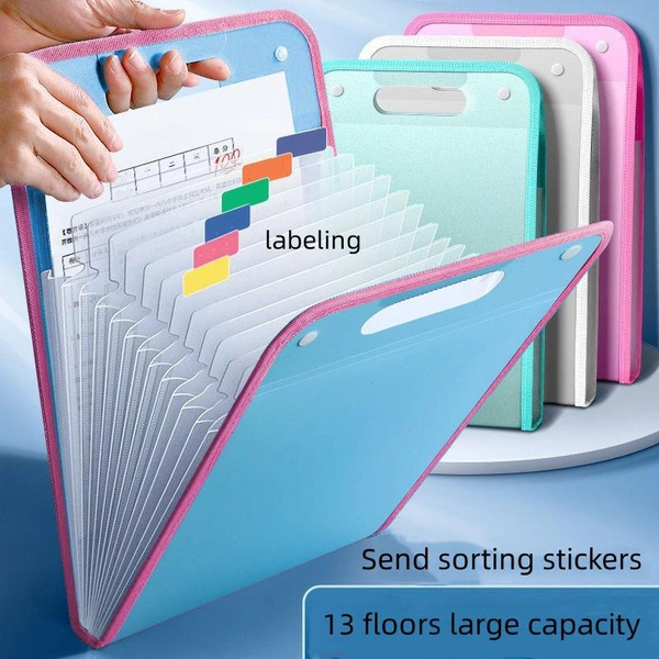 Portable organ Bag folder a4 large capacity student exam paper storage bag 13 layers bill file sorting storage bag