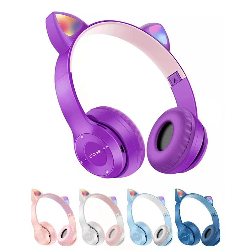 Head-mounted cat ears LED light flashing light wireless bluetooth headset