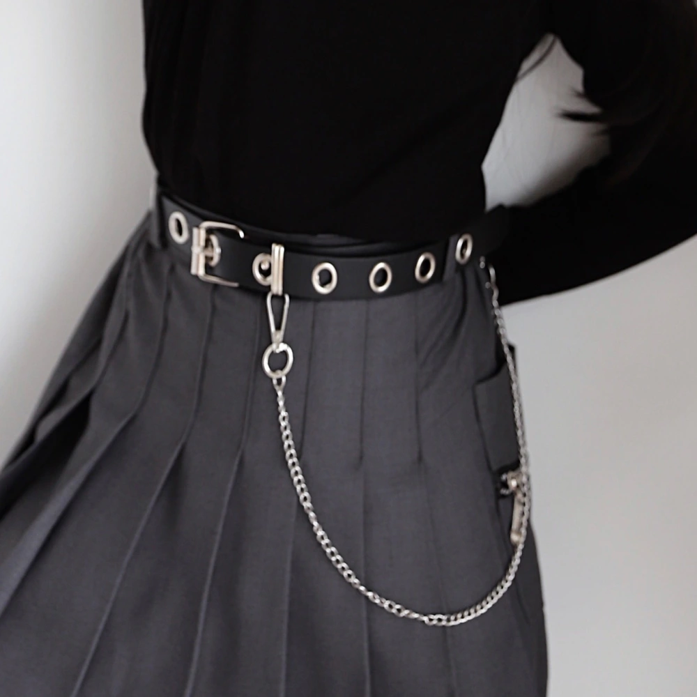 Women Punk Cargo Mini Skirt Gothic Frill Pocket Pleated Japanese A-line Chain