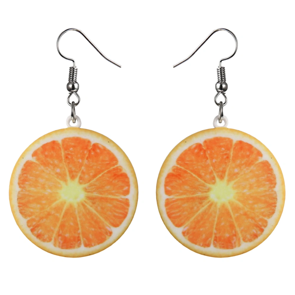 1 Pair of Creative Fruit Shaped Earrings Fashion Ear Dangle Delicate Women Dangler Ear Jewelry Orange (Orange)