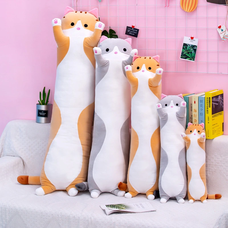 Cute Soft Long Cat Pillow Plush Toys Stuffed Pause Office Nap Pillow Bed Sleep Pillow Home Decor Gift Doll for Kids Girl