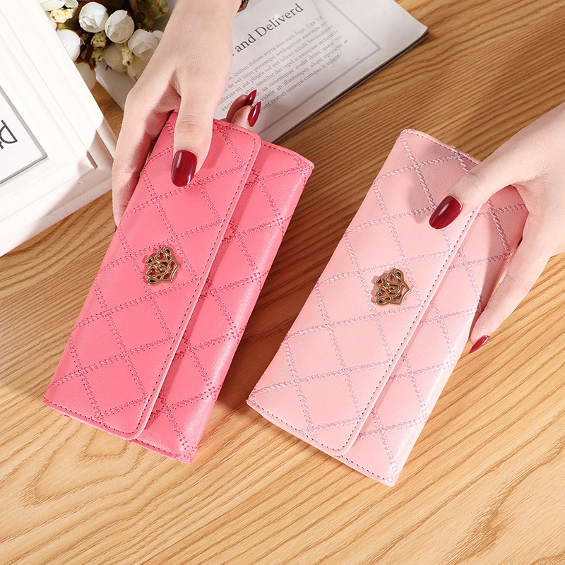 2023 New Foreign Trade Explosive Wallet Embroidered Crown Ladies Clutch Bag Fashion Card Bag Multifunctional Coin Purse Female